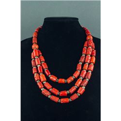 Chinese Red Coral Double Necklace