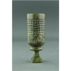 Chinese Green Jade Carved Vase