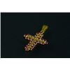 Image 3 : 18K Yellow Gold Ruby Cross Pendant CRV$1100