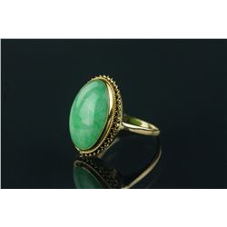 Fine 14K Green Jadeite Ring