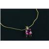 Image 1 : 10K Yellow Gold Ruby with Diamond Pendant Necklace