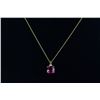 Image 3 : 10K Yellow Gold Ruby with Diamond Pendant Necklace