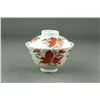 Image 5 : Set Chinese Copper Red Porcelain Bowl & Cover