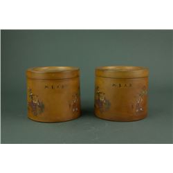 Pair of Fine Chess Jars with Covers