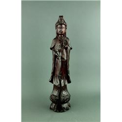 Chinese Wood Carved Guanyin Figure