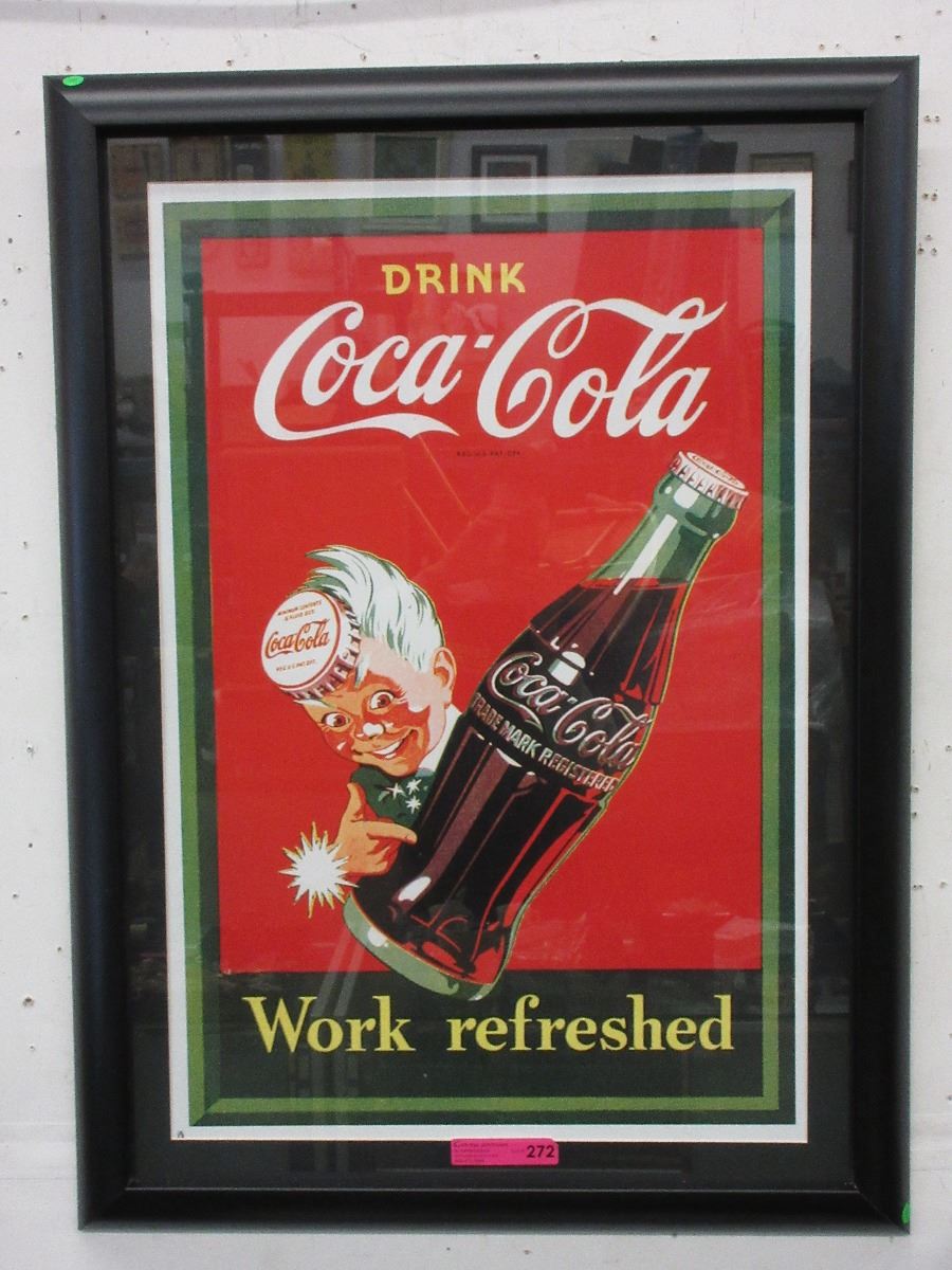 Large Framed Coca Cola Wall Art