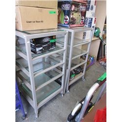 2 Rolling Metal Shelves