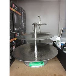 2 Multi-tiered silver coloured serving platters