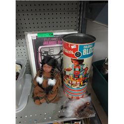 6 Elvis Records, vintage blocks & papoose doll