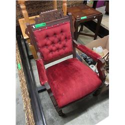 Vintage velvet upholstered armchair