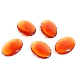 LOT OF 5 VINTAGE AMBER GLASS CABOCHONS