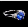 Image 1 : 2.06 ctw Tanzanite and Diamond Ring - 14KT White Gold