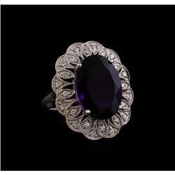 14KT White Gold 11.35 ctw Amethyst and Diamond Ring