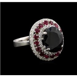 14KT White Gold 6.45 ctw Sapphire, Ruby and Diamond Ring