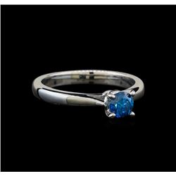 14KT White Gold 0.47 ctw Round Cut Fancy Blue Diamond Solitaire Ring