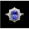 Image 2 : 14KT White Gold 3.11 ctw Tanzanite and Diamond Ring