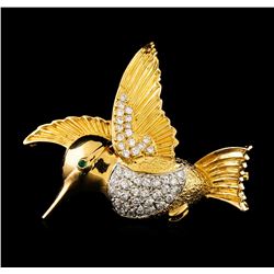 0.41 ctw Diamond Brooch/Pendant - 18KT Yellow Gold