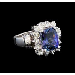 14KT White Gold 3.54 ctw Tanzanite and Diamond Ring