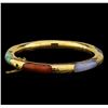 Image 2 : Jade Bangle Bracelet - 14KT Yellow Gold