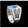 Image 4 : 20.00 ctw Multi Gemstone and Diamond Ring - 14KT White Gold