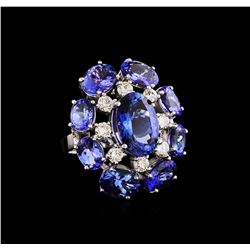 14KT White Gold 18.66 ctw Tanzanite Diamond Ring