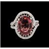 Image 2 : 4.89 ctw Tourmaline and Diamond Ring - 14KT White Gold