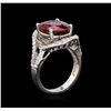 Image 3 : 4.89 ctw Tourmaline and Diamond Ring - 14KT White Gold