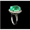 Image 4 : GIA Cert 13.76 ctw Emerald and Diamond Ring - 14KT White Gold