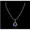 Image 2 : 14KT White Gold 11.31 ctw GIA Certified Tanzanite and Diamond Pendant With Chain