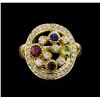 Image 2 : 14KT Yellow Gold 0.75 ctw Multi Gemstone and Diamond Ring