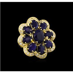 14KT Yellow Gold 10.02 ctw Sapphire and Diamond Ring