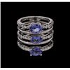 Image 1 : 2.20 ctw Tanzanite and Diamond Ring - 14KT White Gold