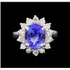 Image 2 : 3.32 ctw Tanzanite and Diamond Ring - 14KT White Gold