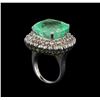 Image 4 : GIA Cert 16.44 ctw Emerald and Diamond Ring - 14KT White Gold