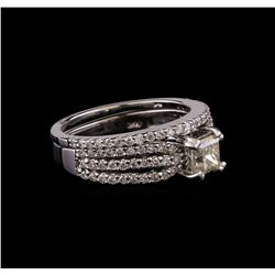 1.40 ctw Diamond Wedding Ring Set - 14KT White Gold