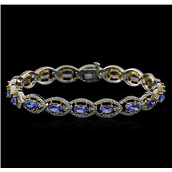 14KT Two-Tone Gold 9.00 ctw Tanzanite and Diamond Bracelet