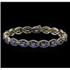 Image 1 : 14KT Two-Tone Gold 9.00 ctw Tanzanite and Diamond Bracelet