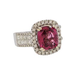 4.58 ctw Red Spinel and Diamond Ring - 14KT White Gold