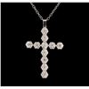 Image 1 : 2.23 ctw Diamond Cross Pendant With Chain - 14KT White Gold