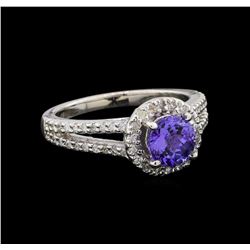 1.37 ctw Tanzanite and Diamond Ring - 14KT White Gold