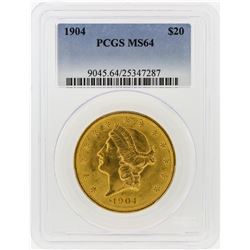 1904 PCGS MS64 $20 Liberty Head Double Eagle Gold Coin