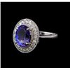 Image 1 : 4.00 ctw Tanzanite and Diamond Ring - 14KT White Gold