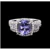 Image 2 : 3.32 ctw Tanzanite and Diamond Ring - 18KT White Gold