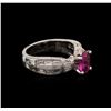 Image 2 : 1.14 ctw Pink Sapphire and Diamond Ring - 18KT White Gold