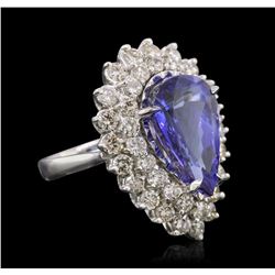 14KT White Gold GIA Certified 9.22 ctw Tanzanite and Diamond Ring