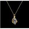 Image 1 : Aquamarine and Diamond Pendant With Chain - 10KT Yellow Gold