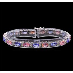 14KT White Gold 6.30 ctw Sapphire, Tanzanite and Diamond Bracelet