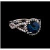 Image 1 : 2.66 ctw London Blue Topaz and Diamond Ring - 14KT White Gold