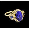 Image 1 : 14KT Yellow Gold 4.01 ctw Tanzanite, Sapphire and Diamond Ring