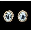Image 1 : 8.80 ctw Aquamarine and Diamond Earrings - 14KT Yellow Gold